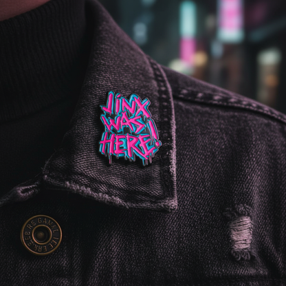 Jinx Was Here! Graffiti Enamel Pin – Arcane-Inspired Lapel Badge