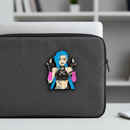 Badass Jinx Enamel Pin – Arcane-Inspired Rebel Lapel Brooch