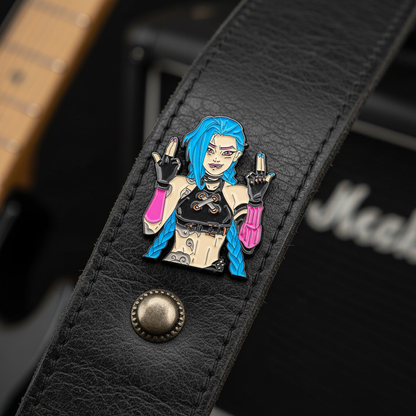 Badass Jinx Enamel Pin – Arcane-Inspired Rebel Lapel Brooch