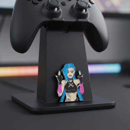 Badass Jinx Enamel Pin – Arcane-Inspired Rebel Lapel Brooch