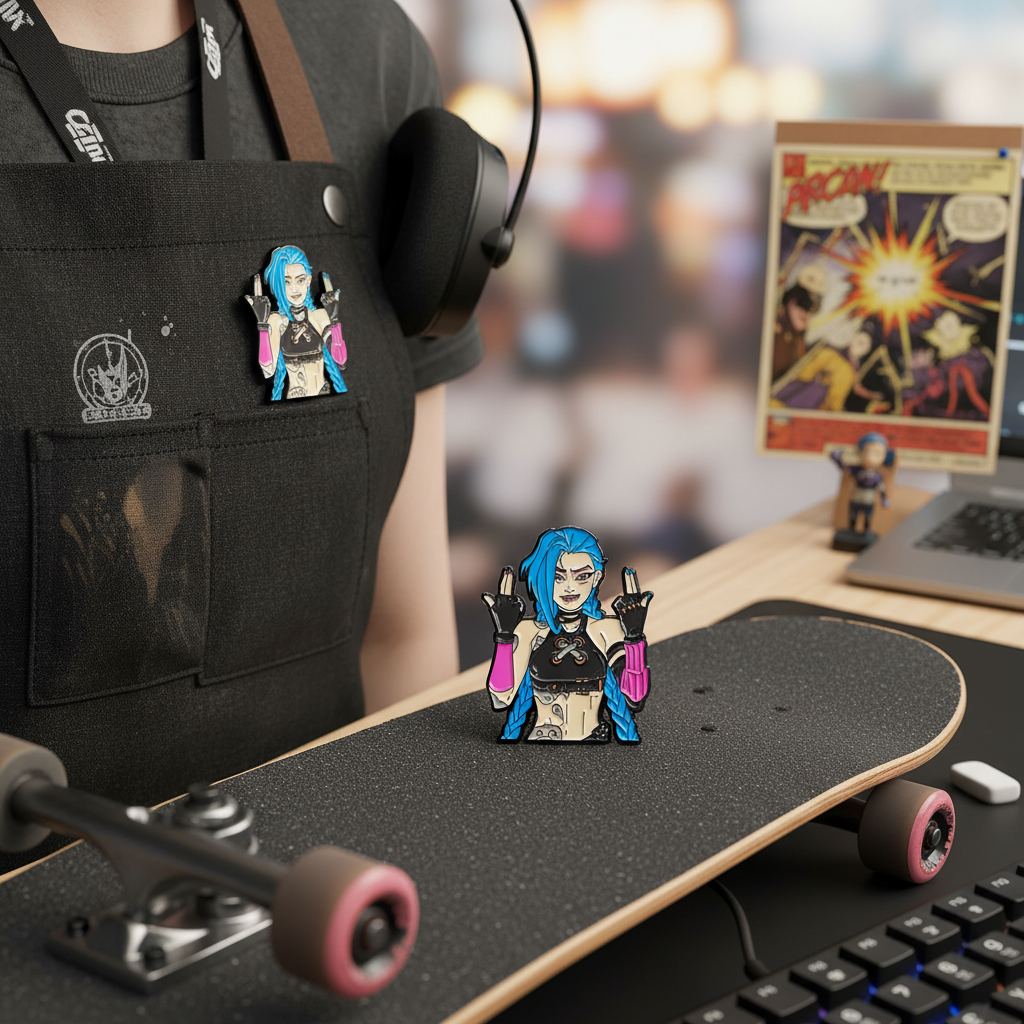 Badass Jinx Enamel Pin – Arcane-Inspired Rebel Lapel Brooch