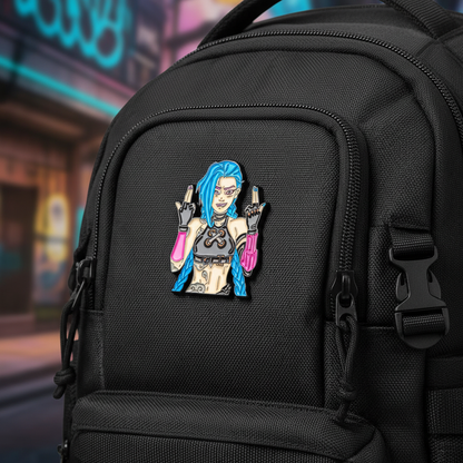Badass Jinx Enamel Pin – Arcane-Inspired Rebel Lapel Brooch
