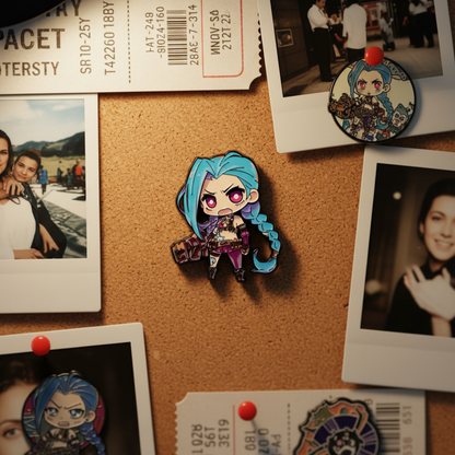 Chibi Jinx Enamel Pin – Cute Arcane-Inspired Lapel Brooch