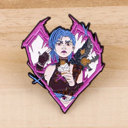 Jinx Enamel Brooch – Arcane-Inspired Heart Lapel Pin