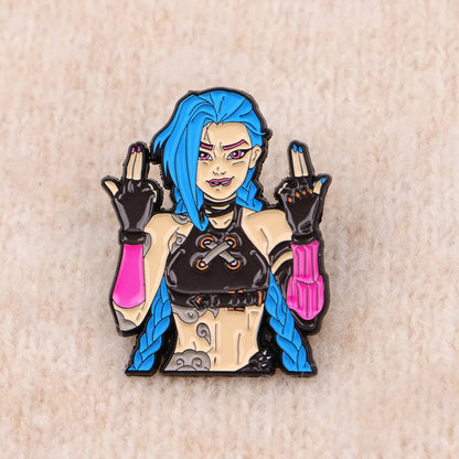 Badass Jinx Enamel Pin – Arcane-Inspired Rebel Lapel Brooch
