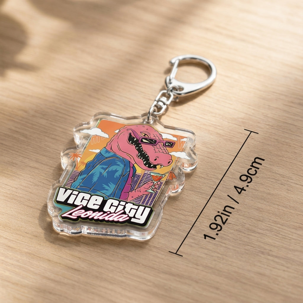 Vice Lemuria creature acrylic keychain with metal keyring and lobster clasp