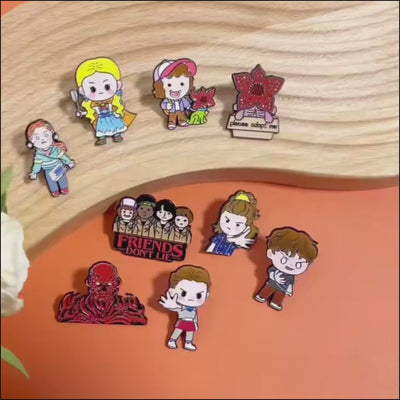 Stranger Things Chibi Enamel Lapel Pins & Brooches – Collectible Cartoon Badges