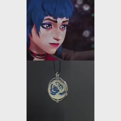 Arcane Blue Rose Necklace - Jinx and Ekko Necklace