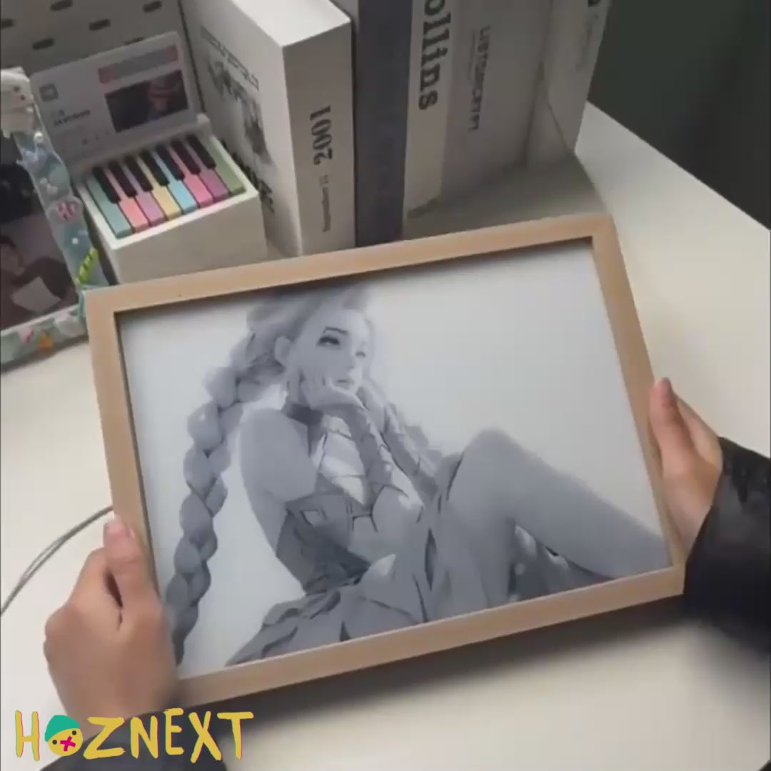 Load video: Arcane Ekko Powder LED Lighting Canvas - Arcane Jinx Lighting Canvas